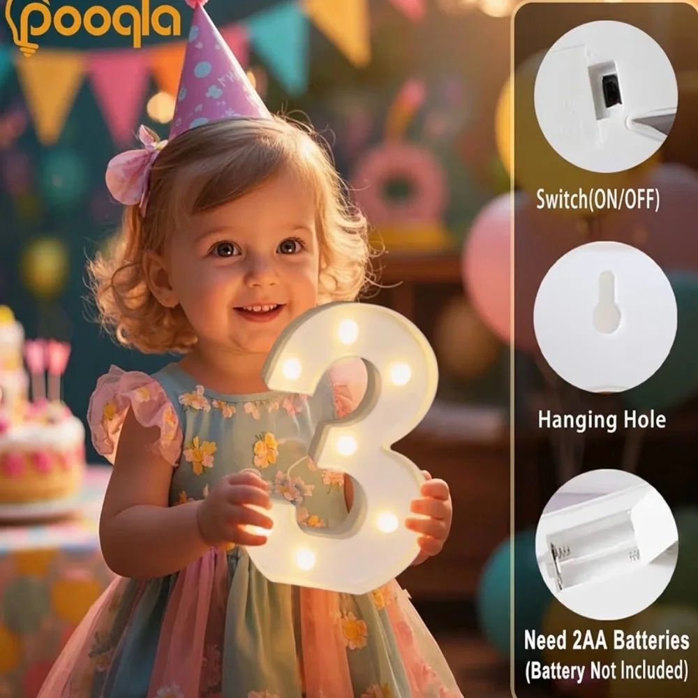 White LED Number 3 Party Light